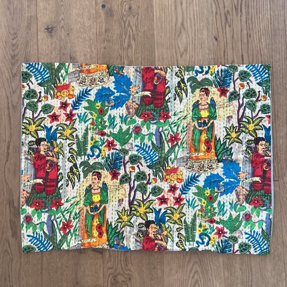 Frida Kahlo Kantha Quilt Large Pillow Shams - Picture 6 of 8